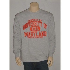 University of Maryland T Shirt Adults Large Terrapins Long Sleeve Gray NCAA